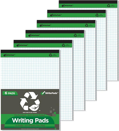 KAISA Graph Paper Legal Pads Writing Pads Recycled Paper 8.5"x11.75" Quad Ruled by KAISA