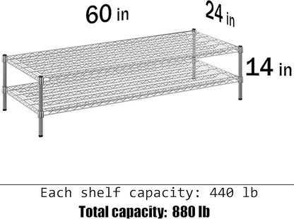 Regal Altair 24" Deep x 60" Wide x 14" Height Wire Shelving Kit | 2-Tier | NSF - Image 3