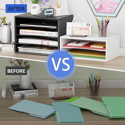 GDINDINFAN Wood Desktop Letter Tray File Organizer, Paper Storage Mail Sorter - Image 5
