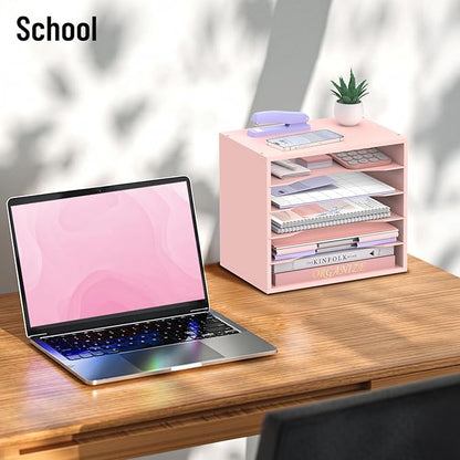 SHARKWOODS 5-Tier Wood Desk Organizer, Paper Tray Organizer - Image 9