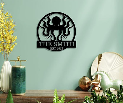 Custom octopus metal signs，personalise octopus wall art，octopus decor，funny - Image 4