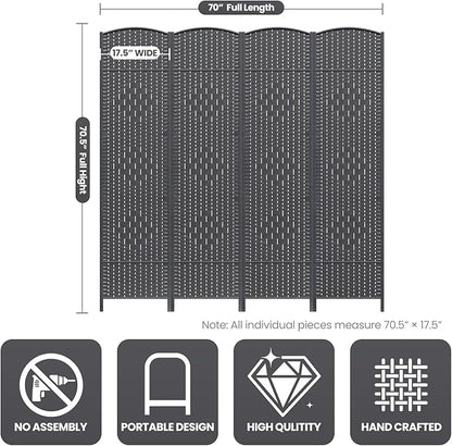 Cocosica 4 Panel Room Divider, 6Ft Folding Privacy Screen, Tall - Image 3