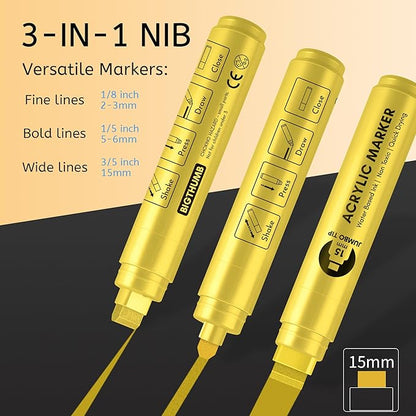 BIGTHUMB Jumbo Graffiti Poster Markers Set: 12 Metallic Colors Large 15mm Wide - Image 3