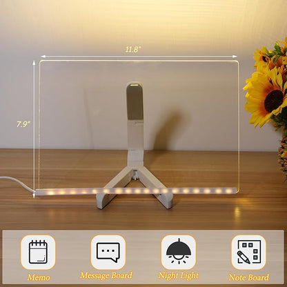 Acrylic Dry Erase Board with Light 11.8 X 7.9” Clear Light up Dry Erase Board - Image 6
