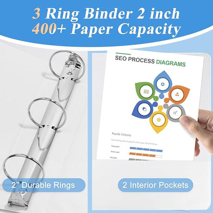 CIXILDTS 2" 3 Ring Binder, Standard 2-inch Round Ring Binder Fit Letter Size - Image 4