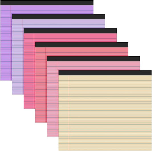 Lincia 6 Pcs 11" x 9.5" Legal Pads College Ruled Notepad Landscape Notebook by Lincia