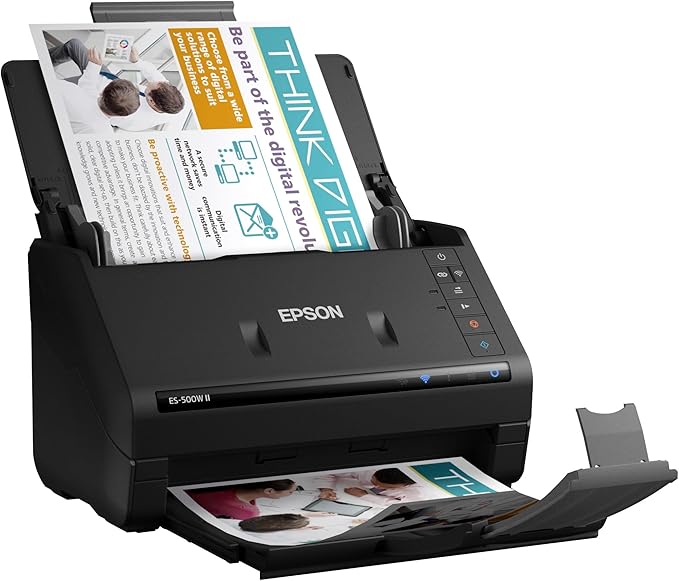Epson Workforce ES-500W II Wireless Color Duplex Desktop Document Scanner - Image 5