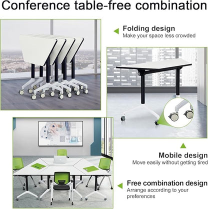 Foldable Conference Room Tables, Flip Top Mobile Training Table, Modern Meeting - Image 4
