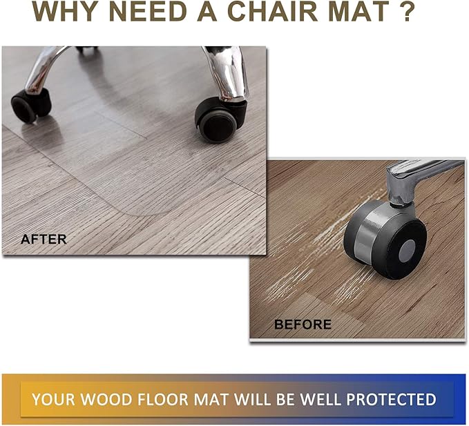 HOMEK Chair Mat for Hardwood Floor, 60”x 46” Office Chair Mat, Floor Mat for - Image 2