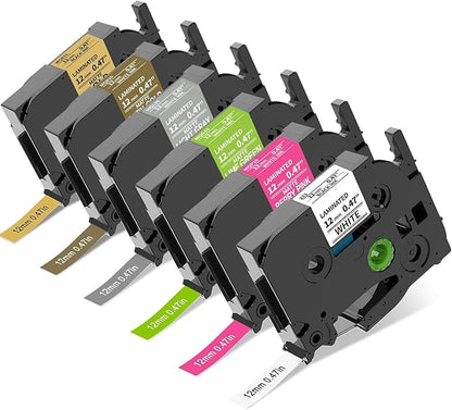 COLORTY Replacement for Brother P-Touch Label Maker Tape TZe 12mm 0.47 by COLORTY