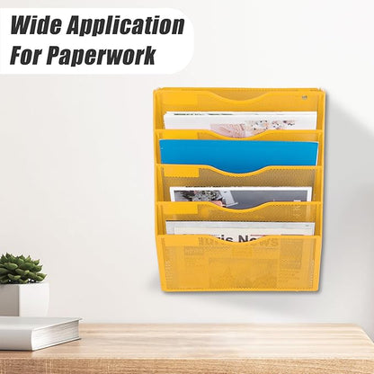 EASEPRES 5 Pocket Mesh Hanging Wall File Organizer, Wall Mounted Mail Paper - Image 5