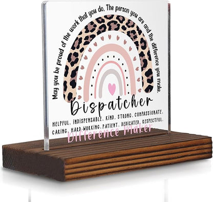 Dispatcher Appreciation Gift Desk Sign, Inspirational Thank You Office Decor by Pariveca