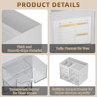 Marbrasse Desk Organizer with 3 Drawer, Desk Organizers and Accessories with 4 - Image 6