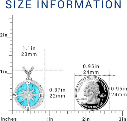 Compass Necklace for Women Men 925 Sterling Silver Pendant Urn Necklaces for - Image 2