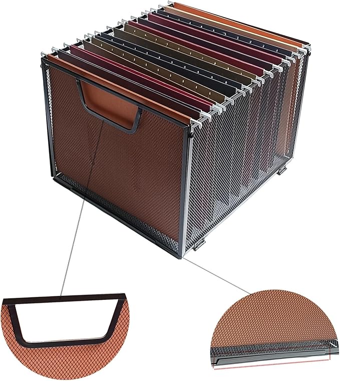 SREGGSIY Metal Mesh Hanging File Organizer, Office/School/Home File Crate - Image 6