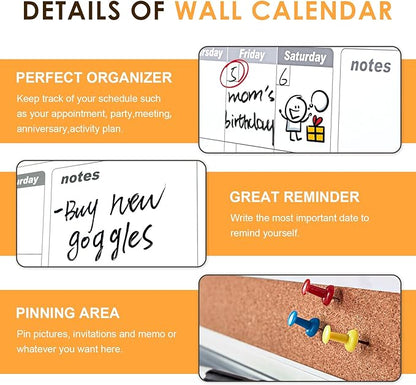 MAKELLO Dry Erase Calendar for Wall 36" x 24", Large Calendar Whiteboard - Image 8