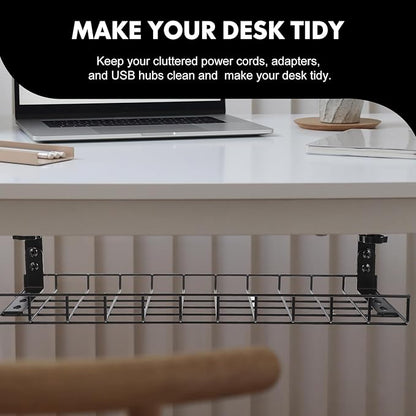 SEWCHICS Under Desk Cable Management Tray Cable Organizer Rack No Drill Black - Image 9