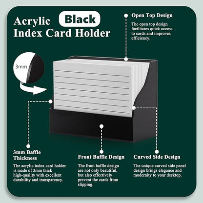 SHIQIKEJIPTY 2 Pack Black Index Card Holder 3 X 5 Note Card Organizer Acrylic - Image 3