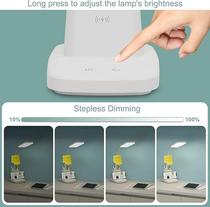 LED Desk Lamp with Wireless Charger, Sailstar White Desk Light with Pen Holder - Image 5