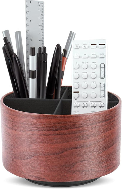 Hennaja Round Leather Art Supply Organizer, Remote Control Holder, 360 Degree by Hennaja