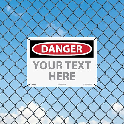 Custom OSHA Style Danger Sign 10" x 14" Plastic Sign, Customizable "Your Text - Image 3