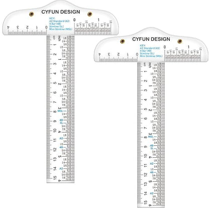 2PCS 6 inch/15cm T-Shape Acrylic Transparent T-Ruler by CYFUNDESIGN