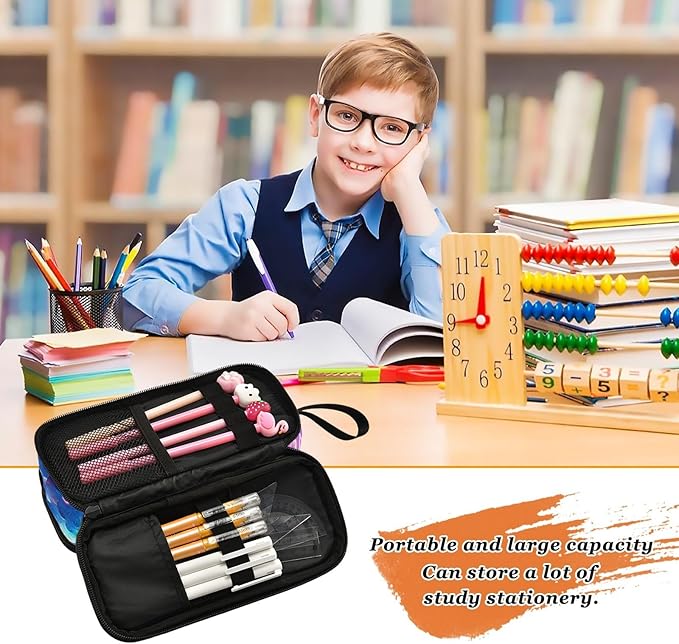 BOENLE Custom Wolf Howling Moon Lightning Pencil Case Box Boys Girls - Image 7