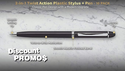 DISCOUNT PROMOS Twist Action Plastic Stylus Pens, Bulk Pack - Image 3