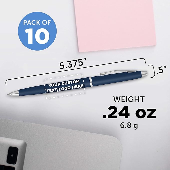 DISCOUNT PROMOS Custom Langham Ballpoint Pens Set of 10, Personalized Bulk Pack - Image 5