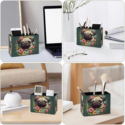 Famame Vintage Flowers Around Pug Pencil Holder - Image 4