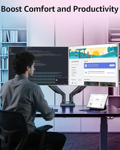 MOUNTUP Dual Monitor Stand for Max 43 inch Screens, Ultrawide Monitor Arm - Image 9