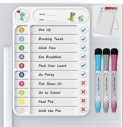 Magnetic Chore Chart for Kids, ADHD Task Tracker Easy-Check Routine Dry Erase by LightUpYourCreativity