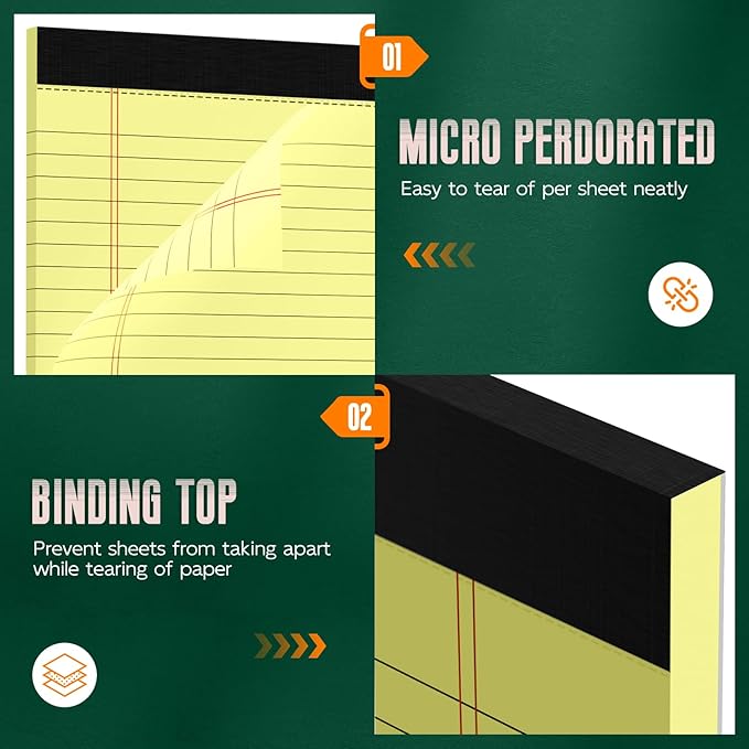 Roneky Yellow Legal Pads 8.5 x 14 Note Pads, 6 Pack 8.5 x 14 Notepads, Wide - Image 4