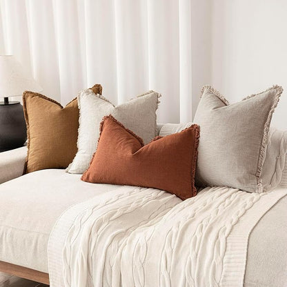 Foindtower Set of 2 Decorative Linen Fringe Lumbar Throw Pillow Covers - Image 7