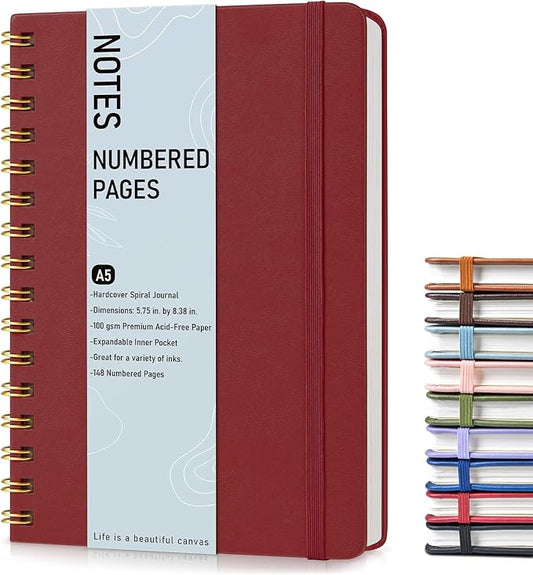 Lined Spiral Journal Notebook, A5 Hardcover Spiral Journals by Unknown