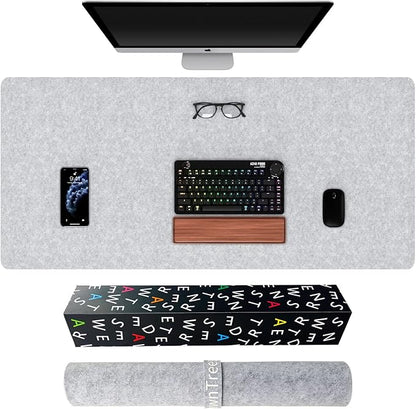 Large Felt Desk Mat, 39.4''x19.69'' Non-Slip Desk Pad Protector, Keyboard Mat - Image 7