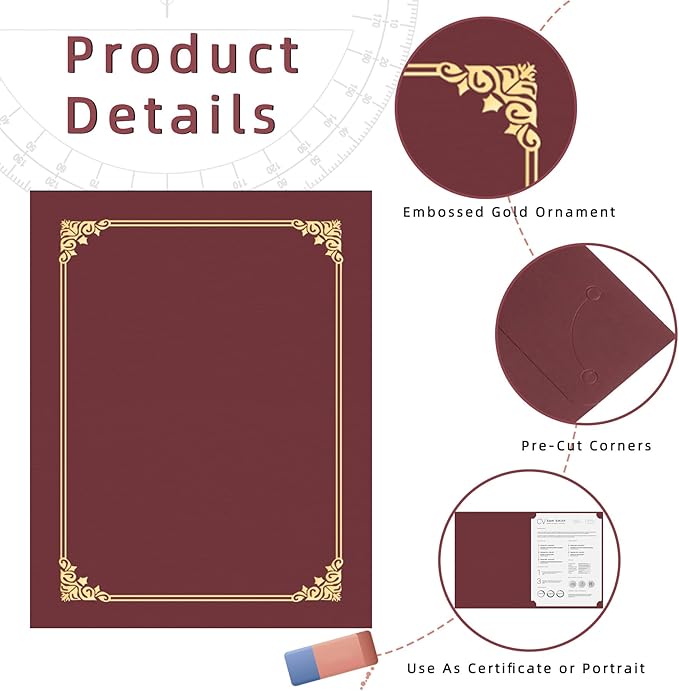HAUTOCO 120 Packs Certificate Holders, Burgundy Diploma Holders, Document Award - Image 3