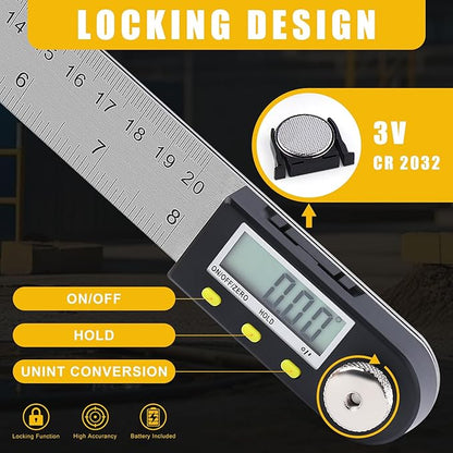 Delgada 8 inch/200mm Digital Angle Finder Ruler - Image 2