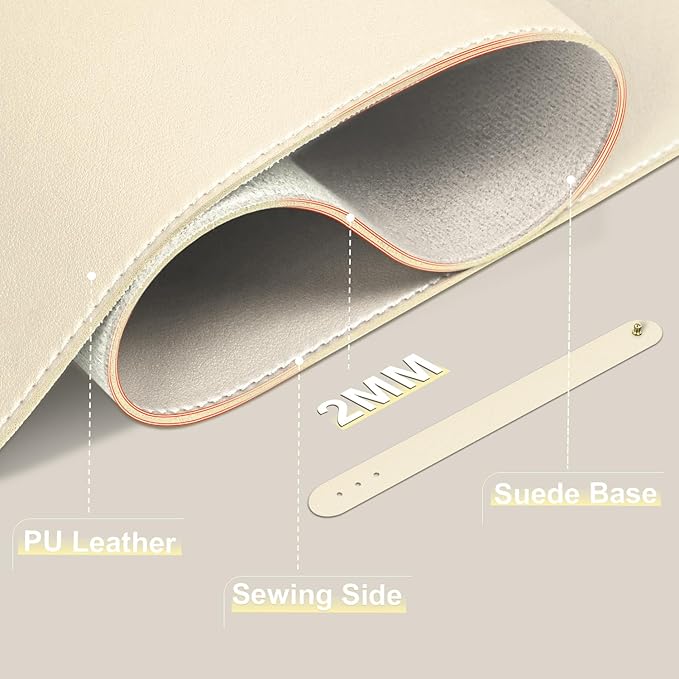 Leather Desk Pad Protector, 47.2'' x 23.6'', Suede Base Sewing Desk Blotter - Image 2