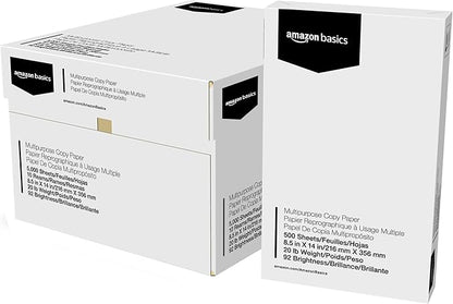 Amazon Basics Multipurpose Copy Printer Paper, 20 lb, 8.5 x 14 Inches, 10 Reams by AmazonBasics