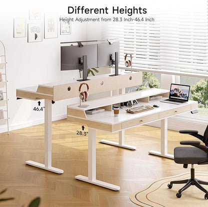 Standing Desk With Drawers, 55x23.6 Inch Electric Stand Up Workstation With - Image 8