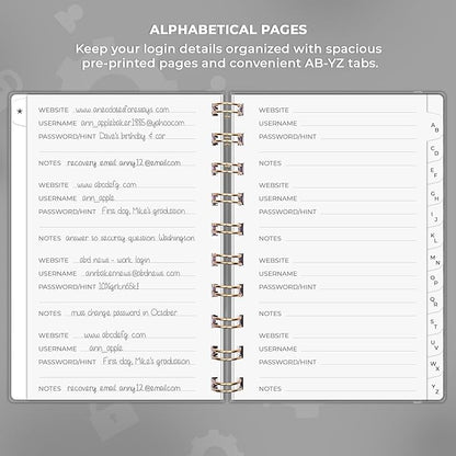 Clever Fox Password Book Spiral – Mini Internet Address & Password Organizer - Image 3