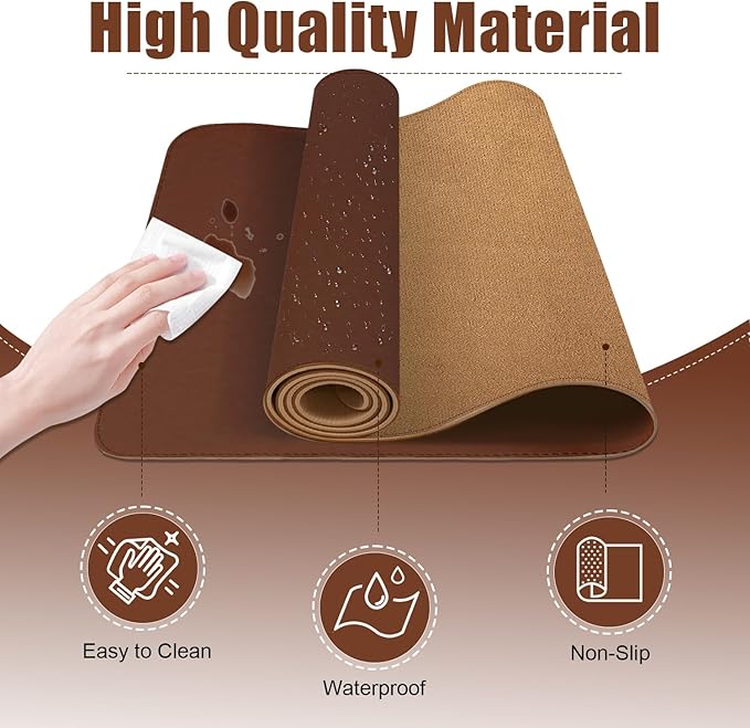 Desk Pad Protector, Leather & Suede Desk Mat, Non-Slip Desk Pad Mat, Large - Image 3