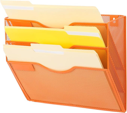 EASEPRES 3 Pocket Mesh Hanging Wall File Organizer, Wall Mounted Mail Paper by EASEPRES