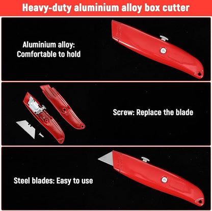20 Pcs Retractable Utility Knife, Box Cutter Aluminum Alloy Carpet Knife Heavy - Image 3