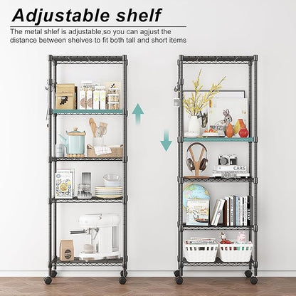 Himimi 5-Tier Wire Shelving Unit on Wheels, Adjustable Heavy Duty Metal Shelves - Image 5