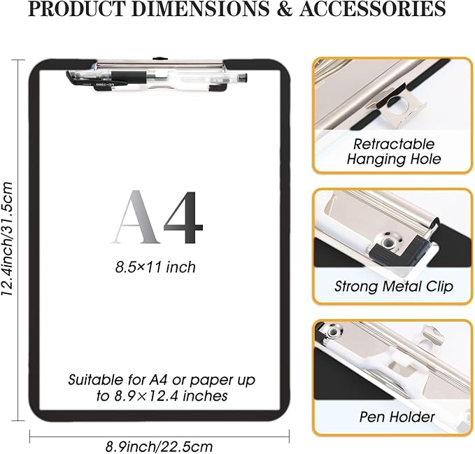 TFDLCG zm Clipboard with Pen Holder, Nursing Clipboard A4 Standard Letter Size - Image 3