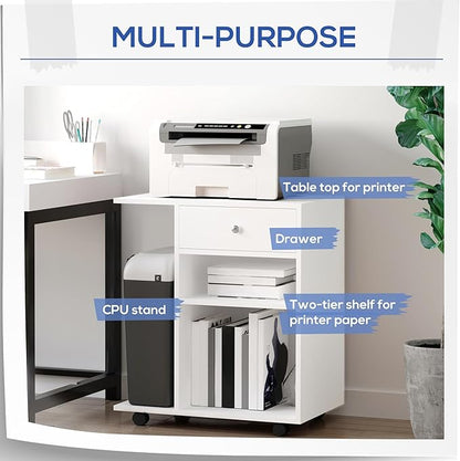Zateety Mobile Printer Stand, Rolling File Cabinet Cart - Image 6