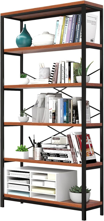 Himimi 6 Tier Industrial Bookshelf, Vintage Standing Storage Shelf, Display by Himimi