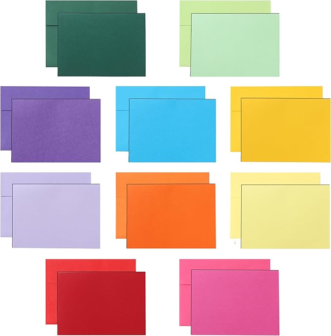Silunkia 10 Assorted Colors Blank Cards and Envelopes 4.25 x 5.5 Heavyweight by Silunkia